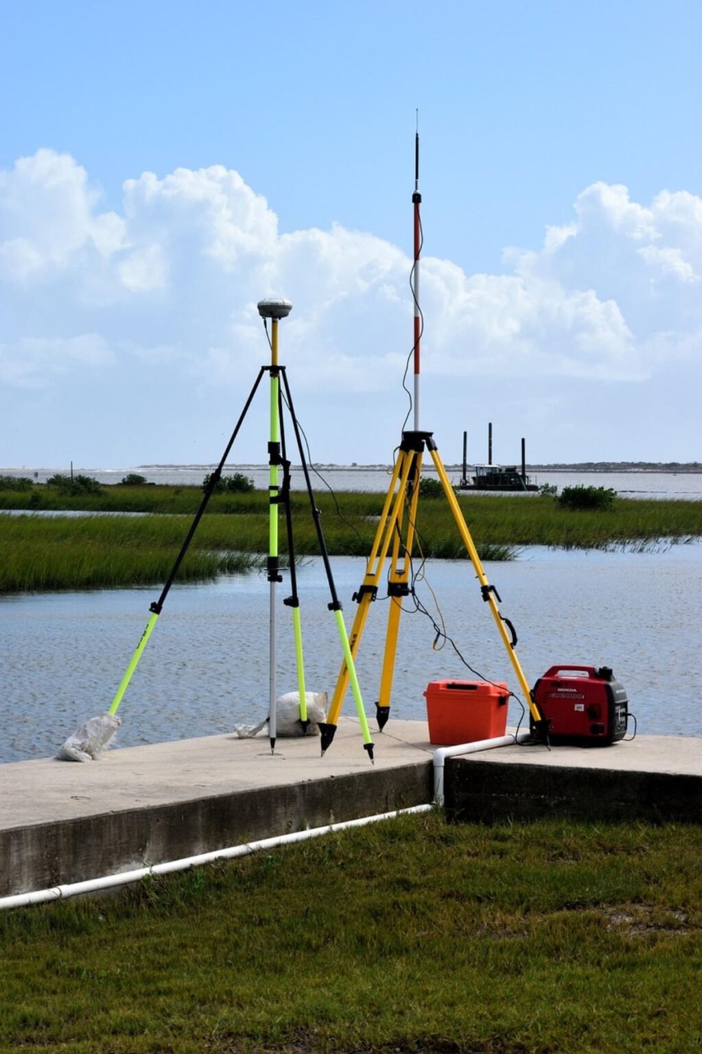 Land surveying equipment assessing a UK site for an environmental search