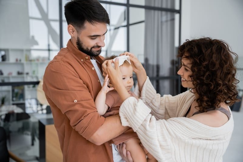 Parents sharing childcare at home under shared parental leave